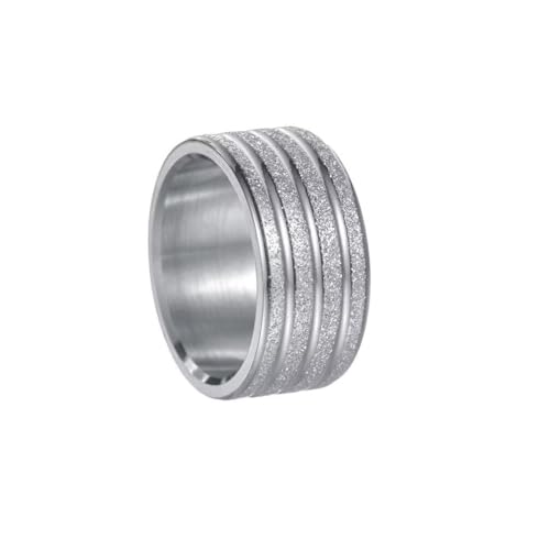 PAMTIER Herren Edelstahl Klassischer Retro Trend Persönlichkeit 10MM Mattierter Ring Silber Größe 65 (20.7) von PAMTIER