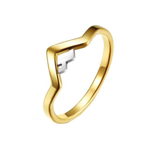 PAMTIER Herren Edelstahl-Minimalistischer Eleganter Einzigartiger Design Zweifarbenring Gold Größe 54(17.2) von PAMTIER