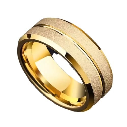 PAMTIER Herren Edelstahl-Minimalistischer Rillen-Mattierter Ring Gold Größe 62(19.7) von PAMTIER