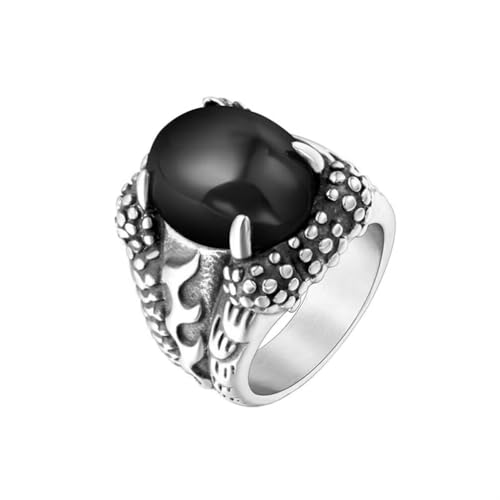 PAMTIER Herren Edelstahl Personalisierter Bully Trend Vintage Ring Schwarz Edelstein Größe 68 (21.6) von PAMTIER