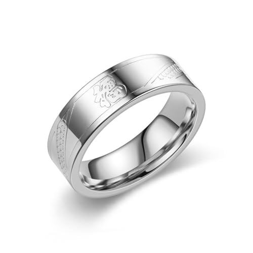 PAMTIER Herren Edelstahl-Premium Luxus Fu-Zeichenring Silber Größe 54(17.2) von PAMTIER