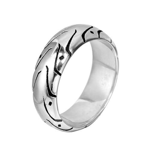 PAMTIER Herren Edelstahl Retro Personalisierte Einfache Signet Aussage Band Ring Cool Schmuck Größe 57 (18.1) von PAMTIER