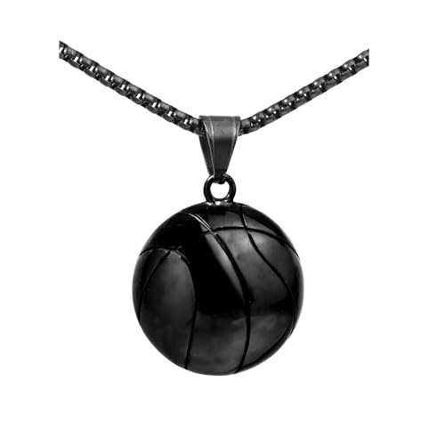 PAMTIER Herren Edelstahl Retro Punk Football Anhänger Halsketten Sports Stil Schmuck Schwarz Nur Anhänger von PAMTIER