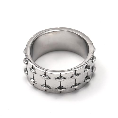 PAMTIER Herren Edelstahl Ring 10mm Breit Rund Hochglanzpoliert Band Daumen Ringe Vintage Punk Biker Jewely Silber 60 (19.1) von PAMTIER