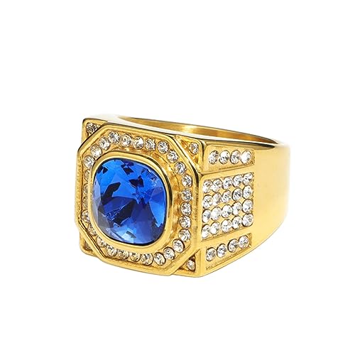 PAMTIER Herren Edelstahl Stein Pinky Ring Signet Style Bling Cubic Zirconia Hip Hop Iced Out Ringe Gold Blau Größe 57 PAMTIER Herren Edelstahl Stein Pinky Ring Signet Style Bling Cubic Zirconia Hip Hop Iced Out Ringe Gold Blau Größe 57 von PAMTIER