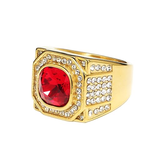 PAMTIER Herren Edelstahl Stein Pinky Ring Signet Style Bling Cubic Zirconia Hip Hop Iced Out Ringe Gold Rot Größe 57 PAMTIER Herren Edelstahl Stein Pinky Ring Signet Style Bling Cubic Zirconia Hip Hop Iced Out Ringe Gold Rot Größe 57 von PAMTIER