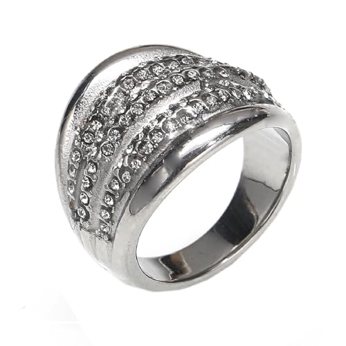 PAMTIER Herren Edelstahl Temperament Elegant Licht Luxus Persönlichkeit Trend Ring Silber Größe 52 (16.6) von PAMTIER