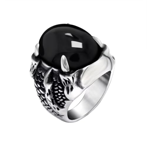 PAMTIER Herren Edelstahl Trendige Retro-Persönlichkeit Bully Ring Schwarz Edelstein Größe 65 (20.7) von PAMTIER