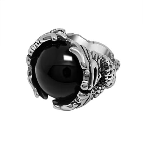 PAMTIER Herren Edelstahl Vintage Exquisite Herrscherpersönlichkeit Ring Schwarz Edelstein Größe 62 (19.7) von PAMTIER