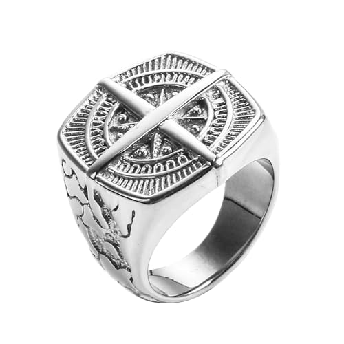 PAMTIER Herren Edelstahl Vintage Kompass Ring Gothic Punk Rock Statement Schmuck Silber Größe 62 von PAMTIER