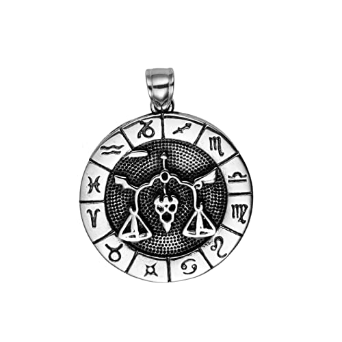 PAMTIER Herren Edelstahl Vintage Münze Konstellation Halskette Sternzeichen Horoskop Anhänger Charm nur Waage von PAMTIER
