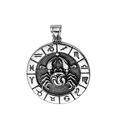 PAMTIER Herren Edelstahl Vintage Münze Konstellation Halskette Tierkreiszeichen Horoskop Anhänger Charm nur Krebs von PAMTIER