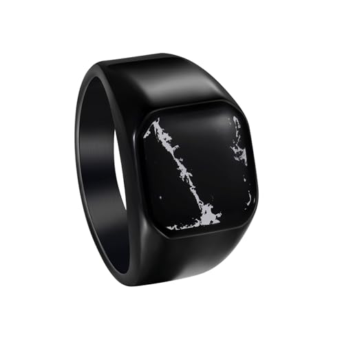 PAMTIER Herren Edelstahl Vintage Personalisierte Simulation Marmor Textur Ring Schwarz Größe 68 (21.6) von PAMTIER