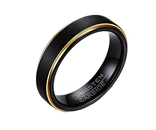 PAMTIER Herren Klassisch Entwurf 5MM Schwarz Wolfram Ring Hochzeitsring Größe 65 von PAMTIER