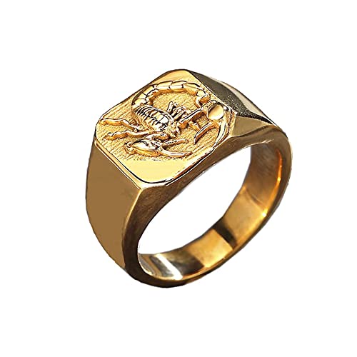 PAMTIER Herren Skorpion Ring Edelstahl Vintage Personalisierte Punk Gothic Tier Ringe Schmuck Gold Größe 68 (21.6) von PAMTIER