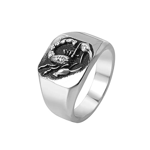 PAMTIER Herren Skorpion Ring Edelstahl Vintage Personalisierte Punk Gothic Tier Ringe Schmuck Silber Größe 68 (21.6) von PAMTIER