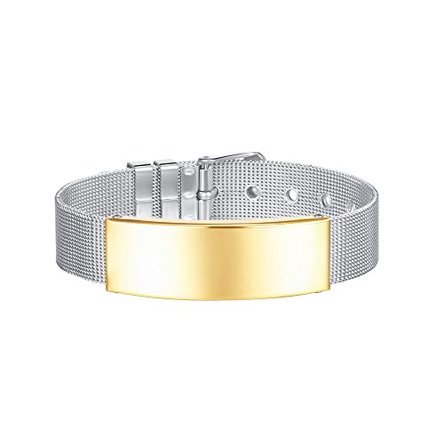 PAMTIER Herren Verstellbares Armband Titan Stahl Vintage Band Armband Gold von PAMTIER