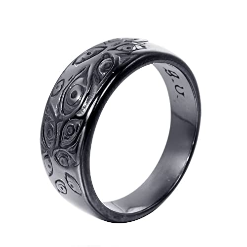 PAMTIER Herren Vintage Edelstahl Schwarz Ring Gravierter Eye of God Ring Silberfarben Größe 65 (20.7) von PAMTIER