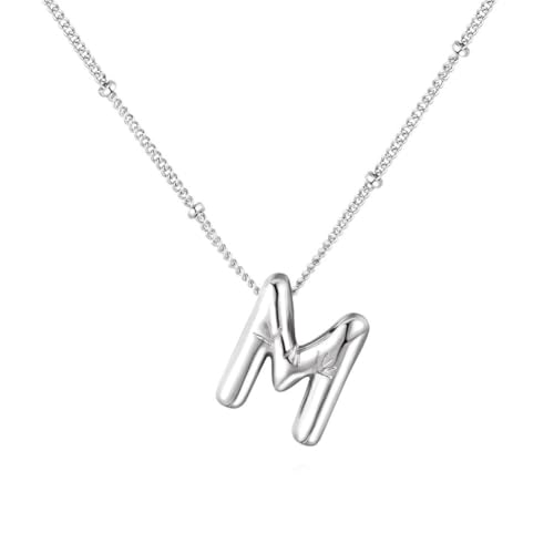 PAMTIER Initial Bubble Halsketten für Frauen A-Z Buchstabe Name Gold Plated Edelstahl Klobig Anhänger Personalisiert Statement Zartes Alphabet Charm Elegant Zierlich Schmuck Silber Brief M PAMTIER Initial Bubble Halsketten für Frauen A-Z Buchstabe Name Gold Plated Edelstahl Klobig Anhänger Personalisiert Statement Zartes Alphabet Charm Elegant Zierlich Schmuck Silber Brief M von PAMTIER