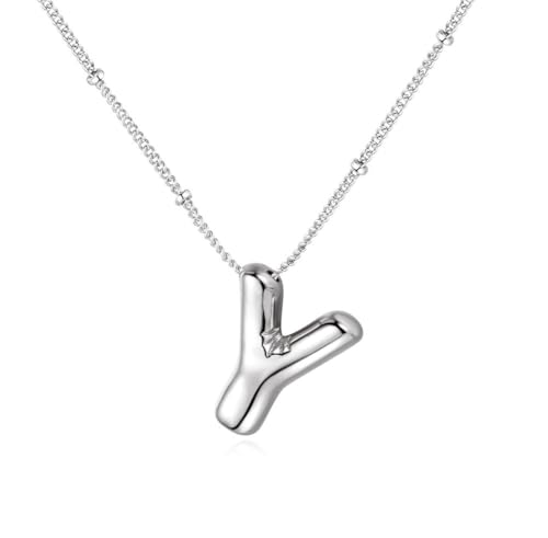 PAMTIER Initial Bubble Halsketten für Frauen A-Z Buchstabe Name Gold Plated Edelstahl Klobig Anhänger Personalisiert Statement Zartes Alphabet Charm Elegant Zierlich Schmuck Silber Brief Y PAMTIER Initial Bubble Halsketten für Frauen A-Z Buchstabe Name Gold Plated Edelstahl Klobig Anhänger Personalisiert Statement Zartes Alphabet Charm Elegant Zierlich Schmuck Silber Brief Y von PAMTIER