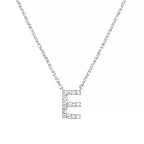 PAMTIER Initial Halsketten für Frauen A-Z Buchstabe Name Gold Plated Edelstahl Zirkonia Anhänger Personalisiert Statement Zartes Klein Alphabet Charm Elegant Zierlich Schmuck Silber Brief E von PAMTIER