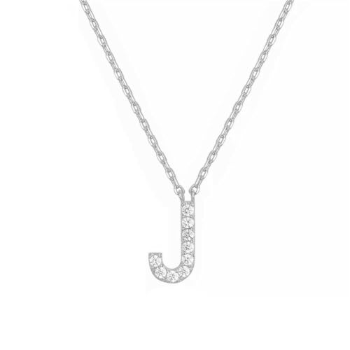 PAMTIER Initial Halsketten für Frauen A-Z Buchstabe Name Gold Plated Edelstahl Zirkonia Anhänger Personalisiert Statement Zartes Klein Alphabet Charm Elegant Zierlich Schmuck Silber Brief J von PAMTIER