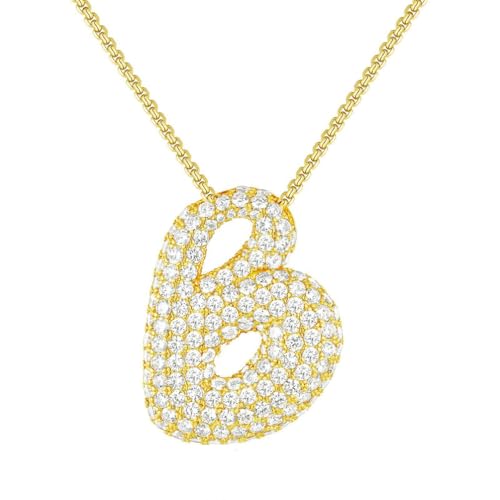 PAMTIER Initial Ketten für Frauen A-Z Anhänger Gold/Silver Plated Cubic Zirconia Edelstahl Chunky Kette Delicate Alphabet Kette Buchstabe Schmuck Gold Brief B von PAMTIER