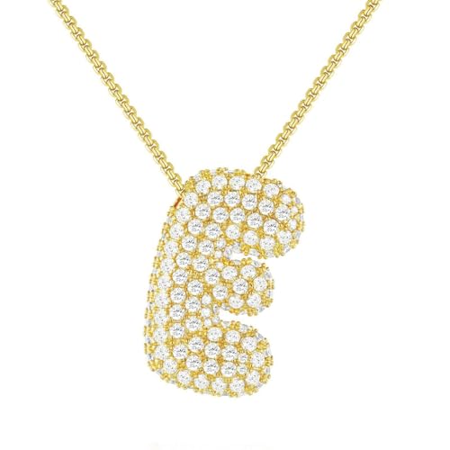 PAMTIER Initial Ketten für Frauen A-Z Anhänger Gold/Silver Plated Cubic Zirconia Edelstahl Chunky Kette Delicate Alphabet Kette Buchstabe Schmuck Gold Brief E von PAMTIER