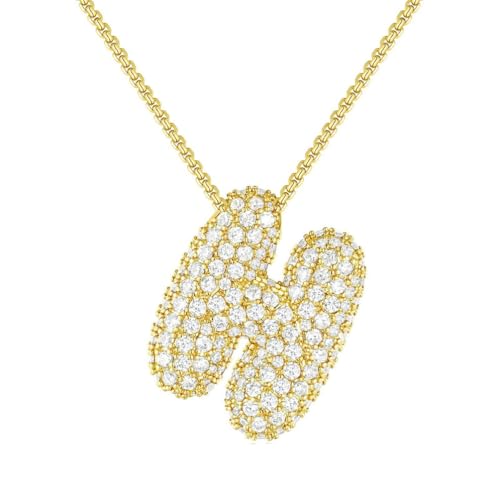 PAMTIER Initial Ketten für Frauen A-Z Anhänger Gold/Silver Plated Cubic Zirconia Edelstahl Chunky Kette Delicate Alphabet Kette Buchstabe Schmuck Gold Brief H von PAMTIER