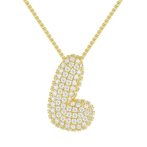 PAMTIER Initial Ketten für Frauen A-Z Anhänger Gold/Silver Plated Cubic Zirconia Edelstahl Chunky Kette Delicate Alphabet Kette Buchstabe Schmuck Gold Brief L von PAMTIER