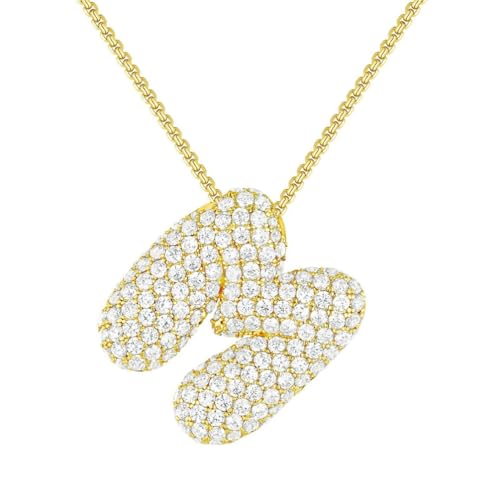 PAMTIER Initial Ketten für Frauen A-Z Anhänger Gold/Silver Plated Cubic Zirconia Edelstahl Chunky Kette Delicate Alphabet Kette Buchstabe Schmuck Gold Brief M von PAMTIER