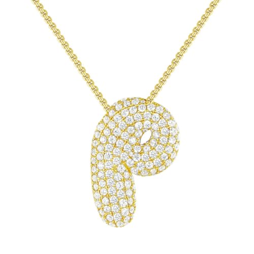 PAMTIER Initial Ketten für Frauen A-Z Anhänger Gold/Silver Plated Cubic Zirconia Edelstahl Chunky Kette Delicate Alphabet Kette Buchstabe Schmuck Gold Brief P von PAMTIER
