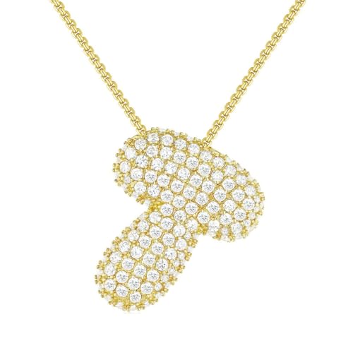 PAMTIER Initial Ketten für Frauen A-Z Anhänger Gold/Silver Plated Cubic Zirconia Edelstahl Chunky Kette Delicate Alphabet Kette Buchstabe Schmuck Gold Brief T von PAMTIER