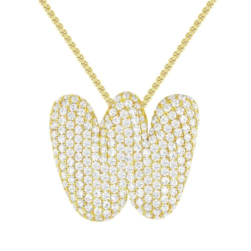 PAMTIER Initial Ketten für Frauen A-Z Anhänger Gold/Silver Plated Cubic Zirconia Edelstahl Chunky Kette Delicate Alphabet Kette Buchstabe Schmuck Gold Brief W von PAMTIER