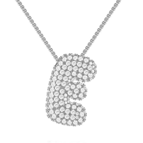 PAMTIER Initial Ketten für Frauen A-Z Anhänger Gold/Silver Plated Cubic Zirconia Edelstahl Chunky Kette Delicate Alphabet Kette Buchstabe Schmuck Silber Brief E von PAMTIER