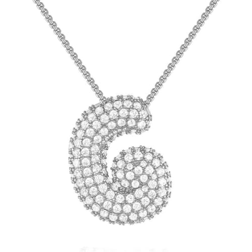 PAMTIER Initial Ketten für Frauen A-Z Anhänger Gold/Silver Plated Cubic Zirconia Edelstahl Chunky Kette Delicate Alphabet Kette Buchstabe Schmuck Silber Brief G von PAMTIER
