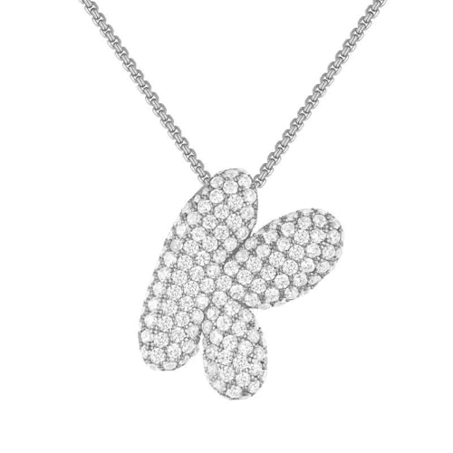 PAMTIER Initial Ketten für Frauen A-Z Anhänger Gold/Silver Plated Cubic Zirconia Edelstahl Chunky Kette Delicate Alphabet Kette Buchstabe Schmuck Silber Brief K von PAMTIER