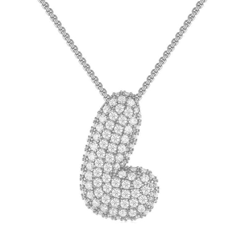 PAMTIER Initial Ketten für Frauen A-Z Anhänger Gold/Silver Plated Cubic Zirconia Edelstahl Chunky Kette Delicate Alphabet Kette Buchstabe Schmuck Silber Brief L von PAMTIER