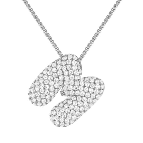 PAMTIER Initial Ketten für Frauen A-Z Anhänger Gold/Silver Plated Cubic Zirconia Edelstahl Chunky Kette Delicate Alphabet Kette Buchstabe Schmuck Silber Brief M von PAMTIER
