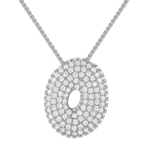 PAMTIER Initial Ketten für Frauen A-Z Anhänger Gold/Silver Plated Cubic Zirconia Edelstahl Chunky Kette Delicate Alphabet Kette Buchstabe Schmuck Silber Brief O von PAMTIER