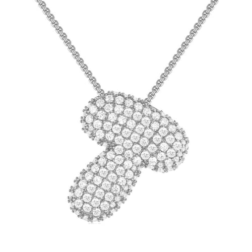 PAMTIER Initial Ketten für Frauen A-Z Anhänger Gold/Silver Plated Cubic Zirconia Edelstahl Chunky Kette Delicate Alphabet Kette Buchstabe Schmuck Silber Brief T von PAMTIER