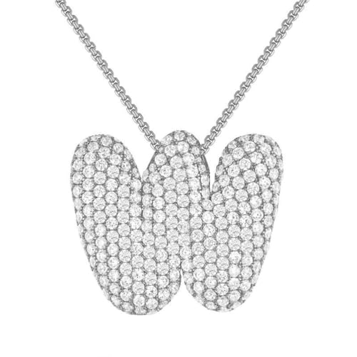 PAMTIER Initial Ketten für Frauen A-Z Anhänger Gold/Silver Plated Cubic Zirconia Edelstahl Chunky Kette Delicate Alphabet Kette Buchstabe Schmuck Silber Brief W von PAMTIER