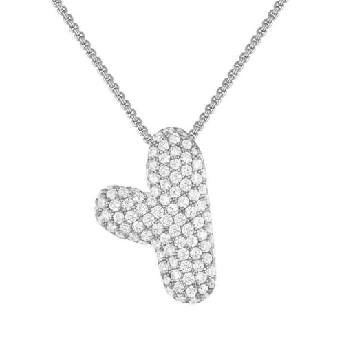 PAMTIER Initial Ketten für Frauen A-Z Anhänger Gold/Silver Plated Cubic Zirconia Edelstahl Chunky Kette Delicate Alphabet Kette Buchstabe Schmuck Silber Brief Y von PAMTIER