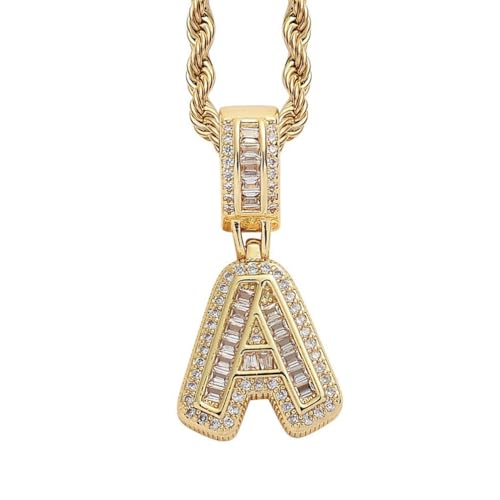 PAMTIER Initial Ketten für Frauen A-Z Anhänger Gold/Silver Plated Cubic Zirconia Edelstahl Kette Chunky Delicate Alphabet Kette Vintage Buchstabe Schmuck Gold Brief A von PAMTIER