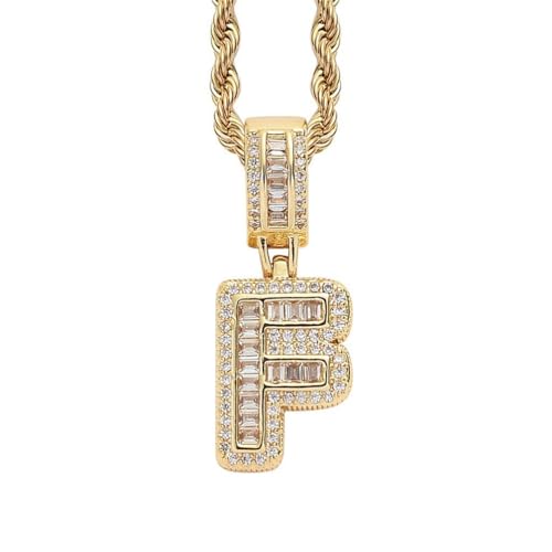 PAMTIER Initial Ketten für Frauen A-Z Anhänger Gold/Silver Plated Cubic Zirconia Edelstahl Kette Chunky Delicate Alphabet Kette Vintage Buchstabe Schmuck Gold Brief F von PAMTIER
