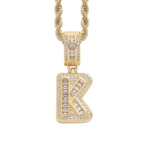 PAMTIER Initial Ketten für Frauen A-Z Anhänger Gold/Silver Plated Cubic Zirconia Edelstahl Kette Chunky Delicate Alphabet Kette Vintage Buchstabe Schmuck Gold Brief K von PAMTIER