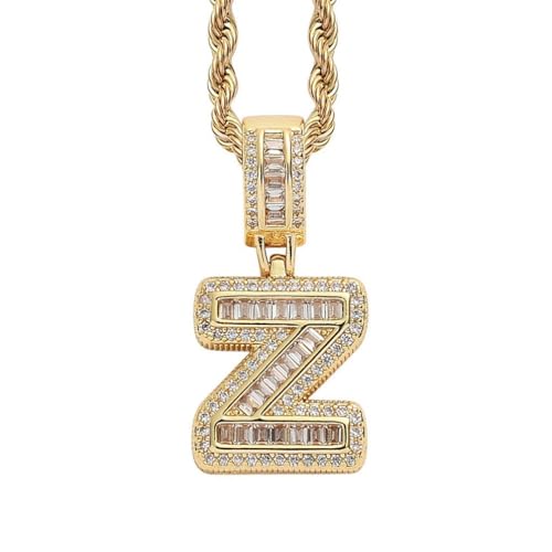 PAMTIER Initial Ketten für Frauen A-Z Anhänger Gold/Silver Plated Cubic Zirconia Edelstahl Kette Chunky Delicate Alphabet Kette Vintage Buchstabe Schmuck Gold Brief Z von PAMTIER