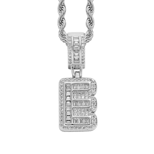 PAMTIER Initial Ketten für Frauen A-Z Anhänger Gold/Silver Plated Cubic Zirconia Edelstahl Kette Chunky Delicate Alphabet Kette Vintage Buchstabe Schmuck Silber Brief E von PAMTIER