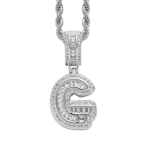 PAMTIER Initial Ketten für Frauen A-Z Anhänger Gold/Silver Plated Cubic Zirconia Edelstahl Kette Chunky Delicate Alphabet Kette Vintage Buchstabe Schmuck Silber Brief G von PAMTIER