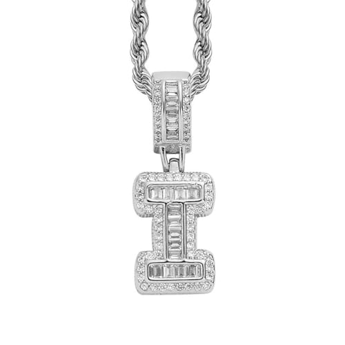 PAMTIER Initial Ketten für Frauen A-Z Anhänger Gold/Silver Plated Cubic Zirconia Edelstahl Kette Chunky Delicate Alphabet Kette Vintage Buchstabe Schmuck Silber Brief I von PAMTIER